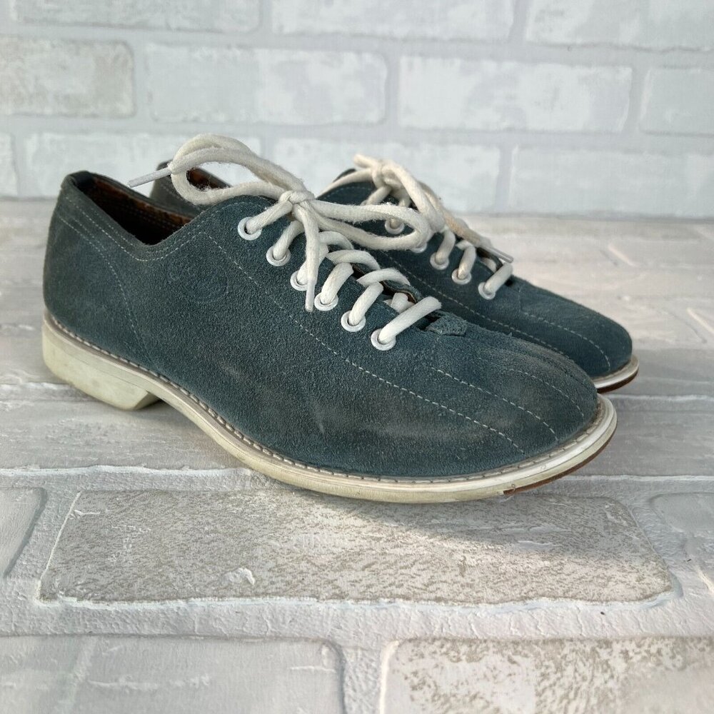 Linds Mens Bowling Shoes 6.5 B Blue Suede Rt Hand Lace Up‎